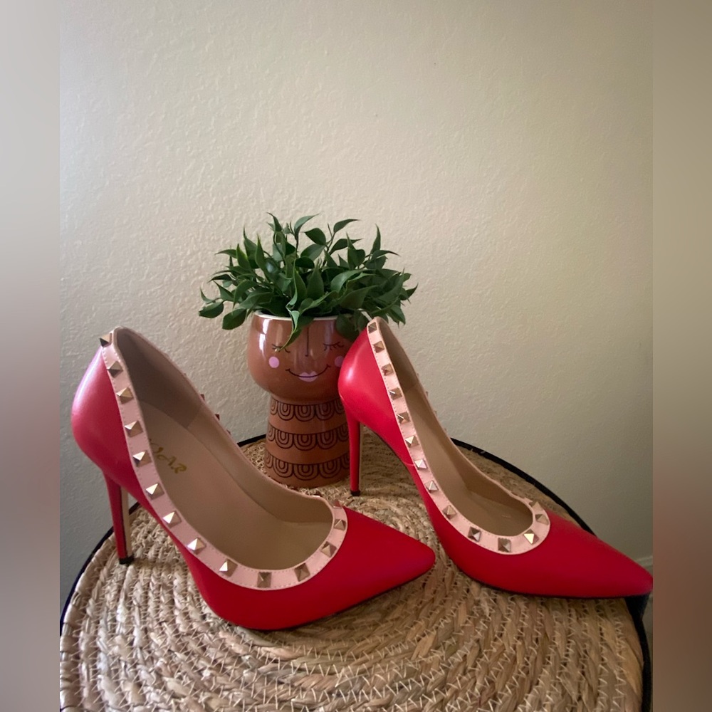 Red and Pinky studded heels